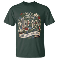 Floral America 250th Birthday T Shirt 4th of July America 250 Years Retro