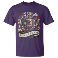 Floral America 250th Birthday T Shirt 4th of July America 250 Years Retro