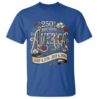 Floral America 250th Birthday T Shirt 4th of July America 250 Years Retro