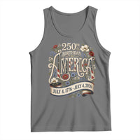 Floral America 250th Birthday Tank Top 4th of July America 250 Years Retro