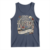 Floral America 250th Birthday Tank Top 4th of July America 250 Years Retro