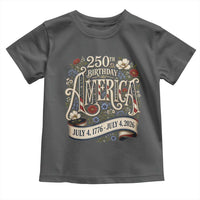 Floral America 250th Birthday Toddler T Shirt 4th of July America 250 Years Retro