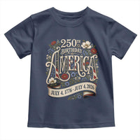 Floral America 250th Birthday Toddler T Shirt 4th of July America 250 Years Retro