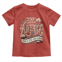 Floral America 250th Birthday Toddler T Shirt 4th of July America 250 Years Retro