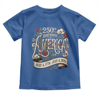 Floral America 250th Birthday Toddler T Shirt 4th of July America 250 Years Retro