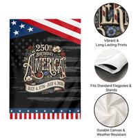 Floral America 250th Birthday Patriotic Garden Flag 4th of July America 250 Years Retro