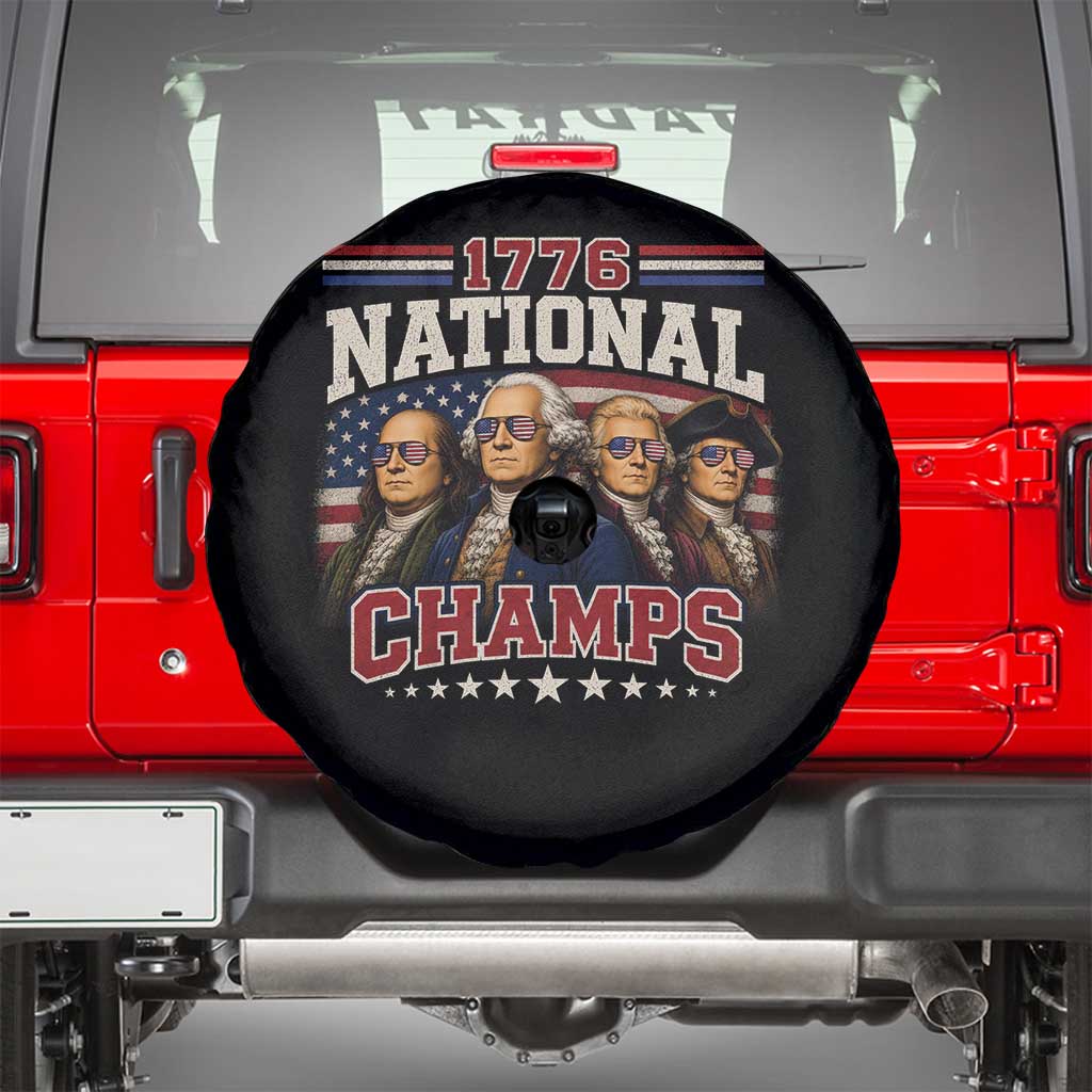 1776 National Champs Founding Father Spare Tire Cover Funny 4th of July Patriotic