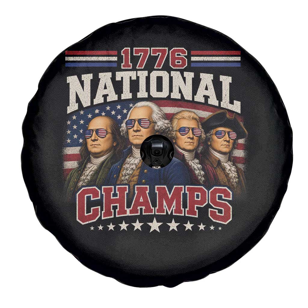 1776 National Champs Founding Father Spare Tire Cover Funny 4th of July Patriotic
