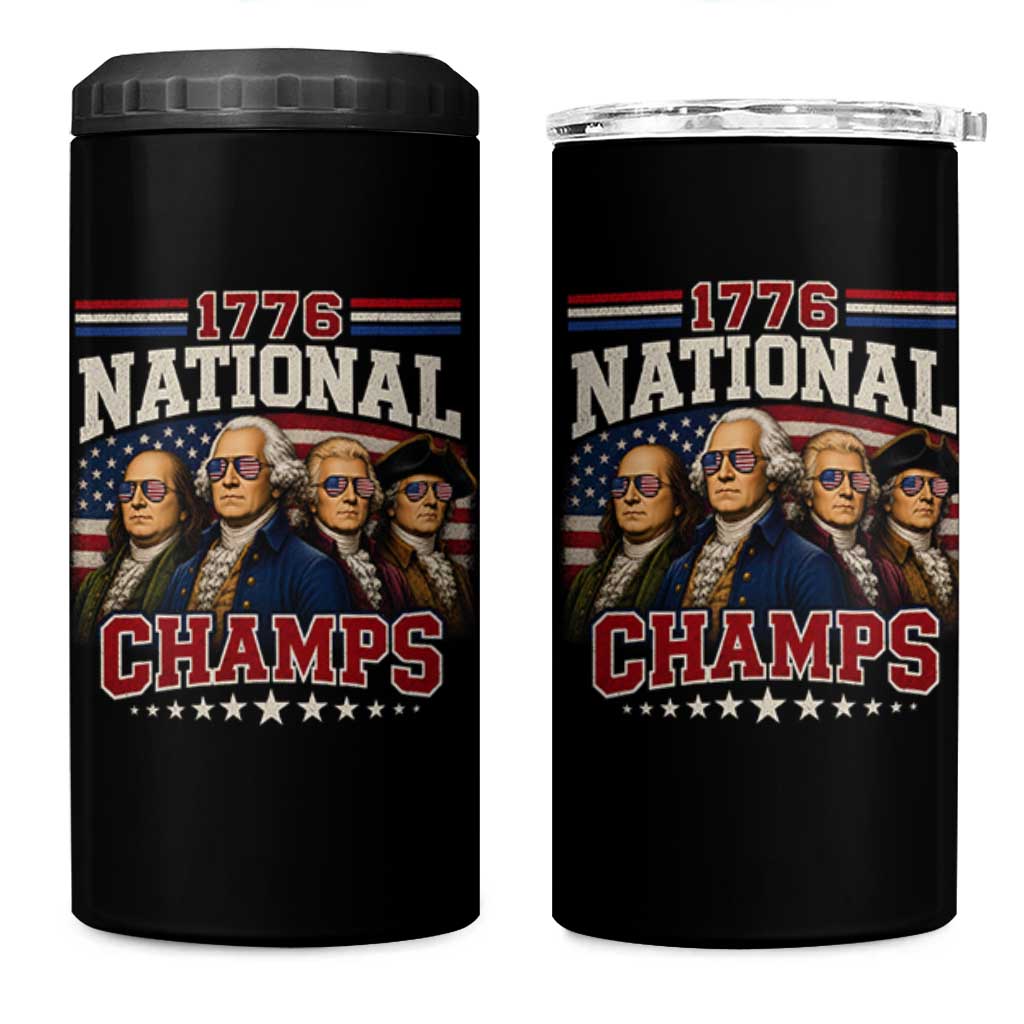 1776 National Champs Founding Father 4 in 1 Can Cooler Tumbler Funny 4th of July Patriotic