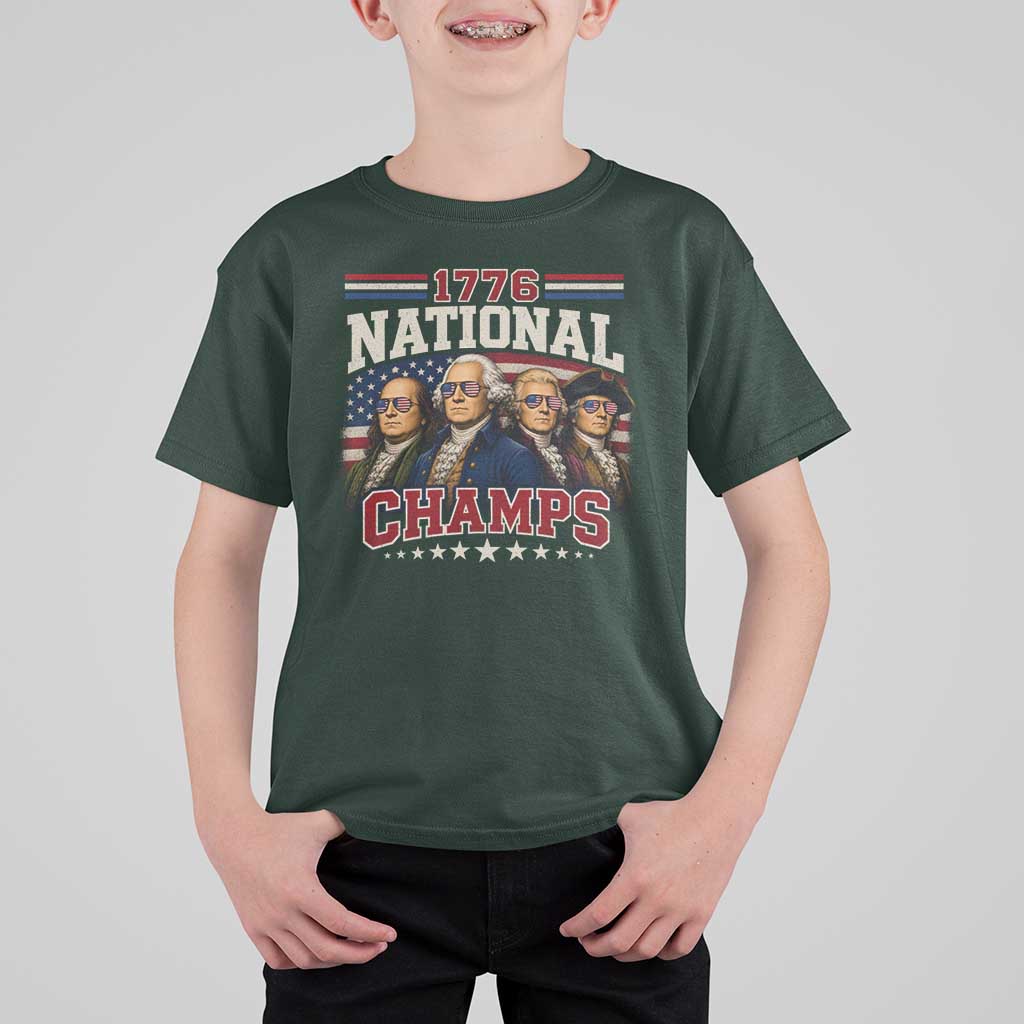 1776 National Champs Founding Father T Shirt For Kid Funny 4th of July Patriotic