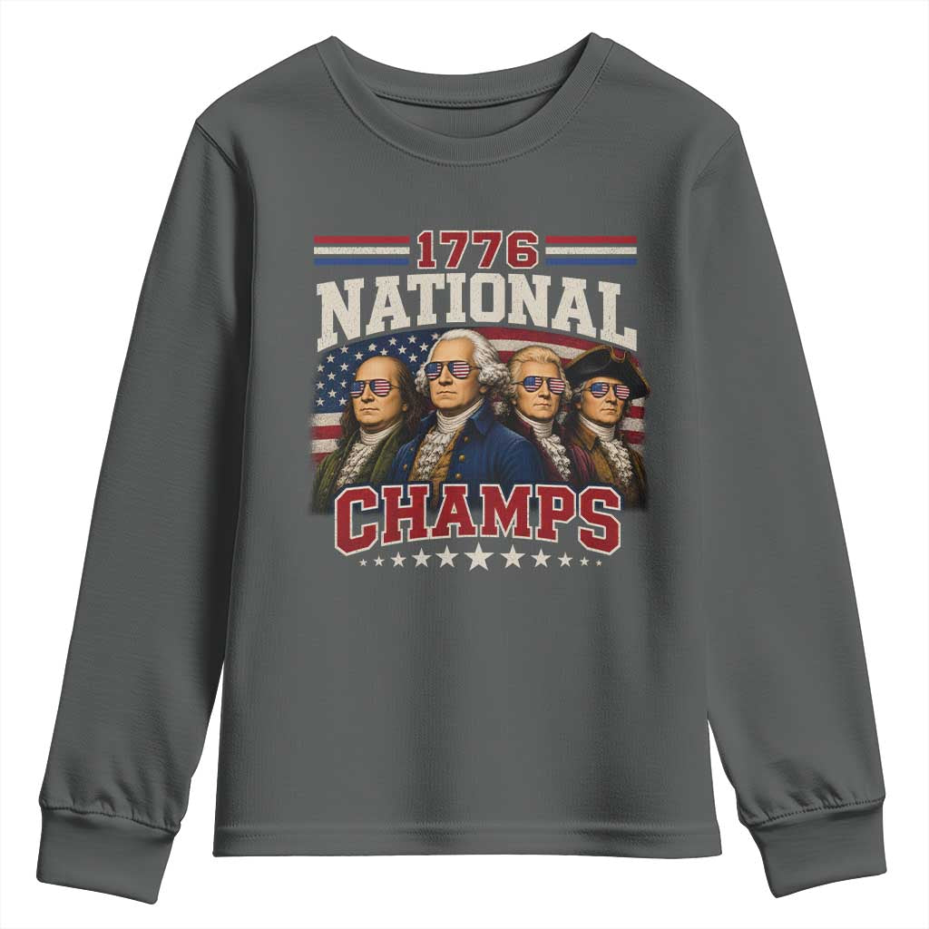1776 National Champs Founding Father Youth Sweatshirt Funny 4th of July Patriotic