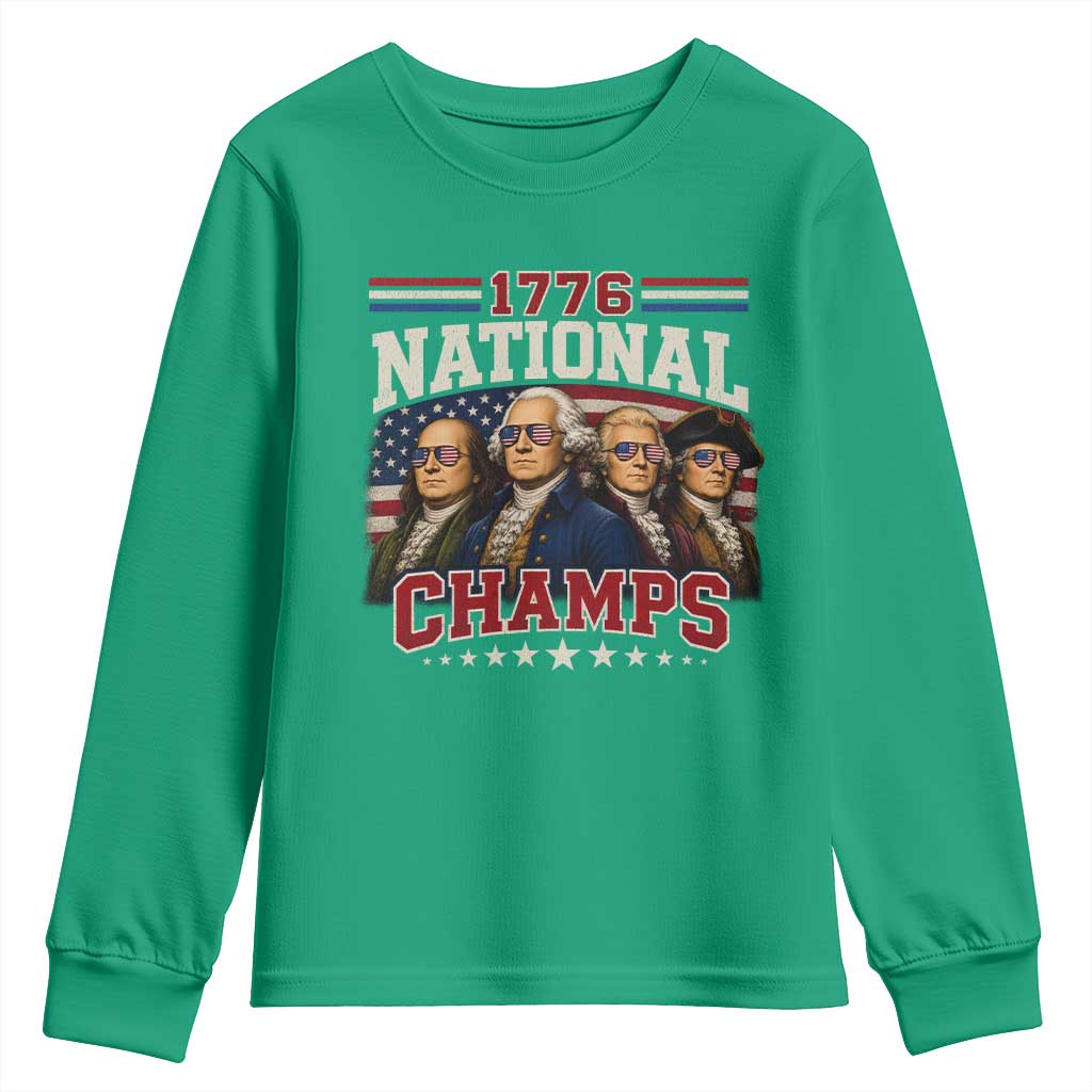 1776 National Champs Founding Father Youth Sweatshirt Funny 4th of July Patriotic