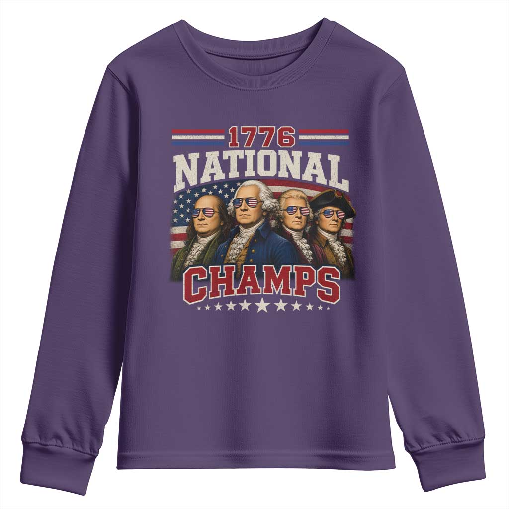 1776 National Champs Founding Father Youth Sweatshirt Funny 4th of July Patriotic