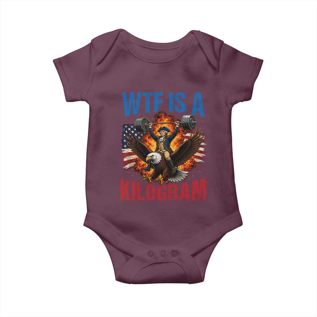 WTF Is A Kilogram Baby Onesie Funny George Washington 4th of July Gym Workout