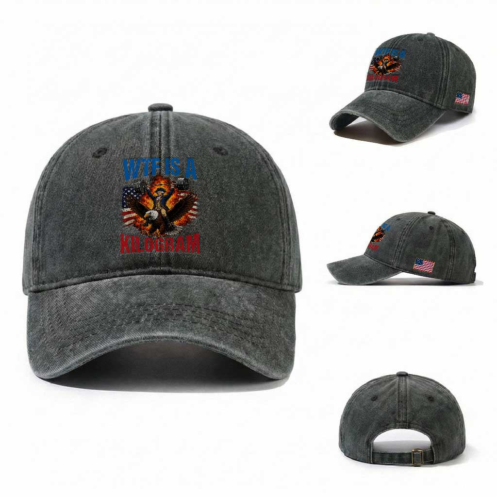 WTF Is A Kilogram Washed Cotton Baseball Cap Funny George Washington 4th of July Gym Workout