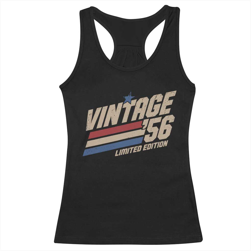 70th Birthday Racerback Tank Top Vintage 1956 70 Years Old Birthday USA Stripes