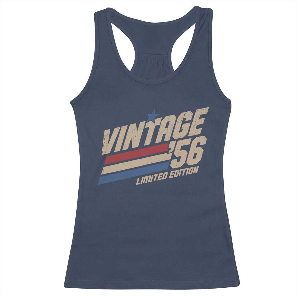70th Birthday Racerback Tank Top Vintage 1956 70 Years Old Birthday USA Stripes