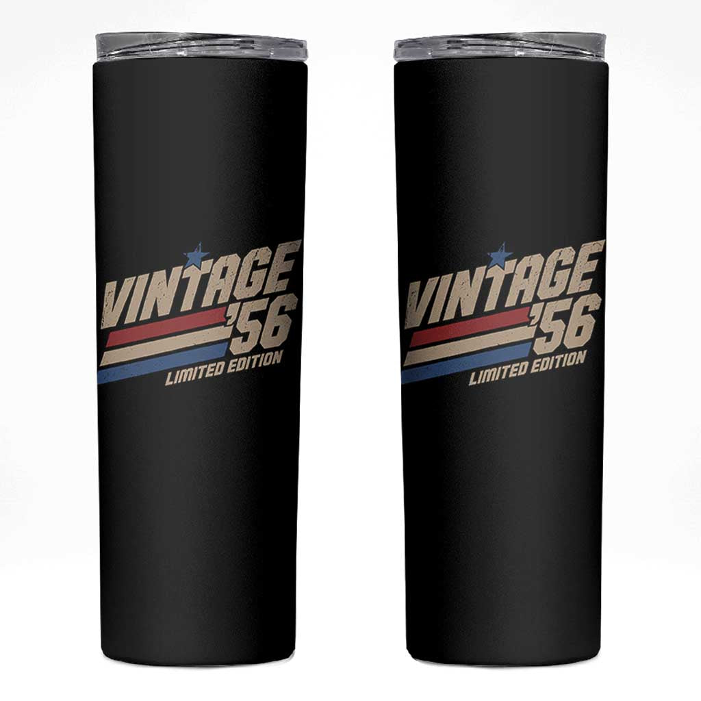 70th Birthday Skinny Tumbler Vintage 1956 70 Years Old Birthday USA Stripes