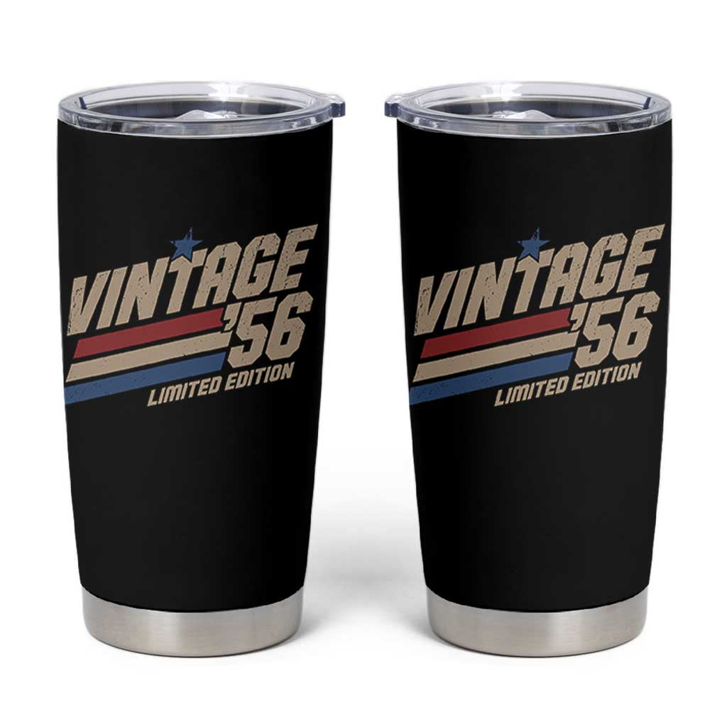70th Birthday Tumbler Cup Vintage 1956 70 Years Old Birthday USA Stripes
