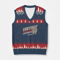 60th Birthday V-Neck Knit Sweater Vest Vintage 1966 60 Years Old Birthday USA Stripes