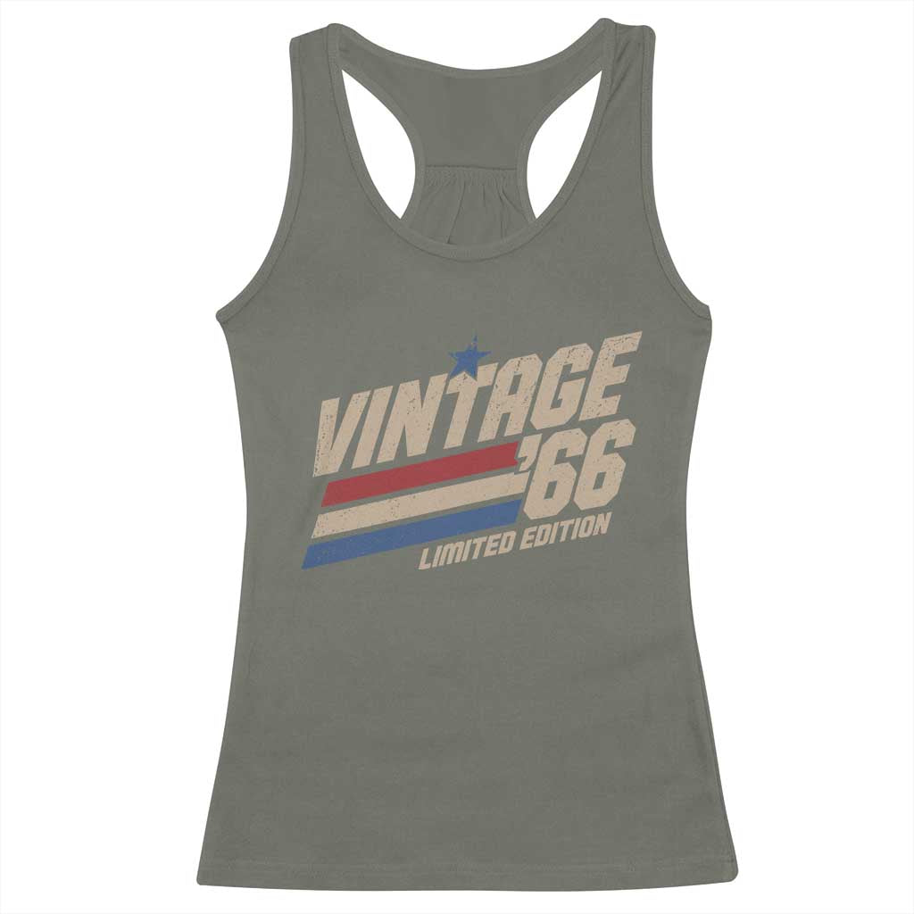 60th Birthday Racerback Tank Top Vintage 1966 60 Years Old Birthday USA Stripes