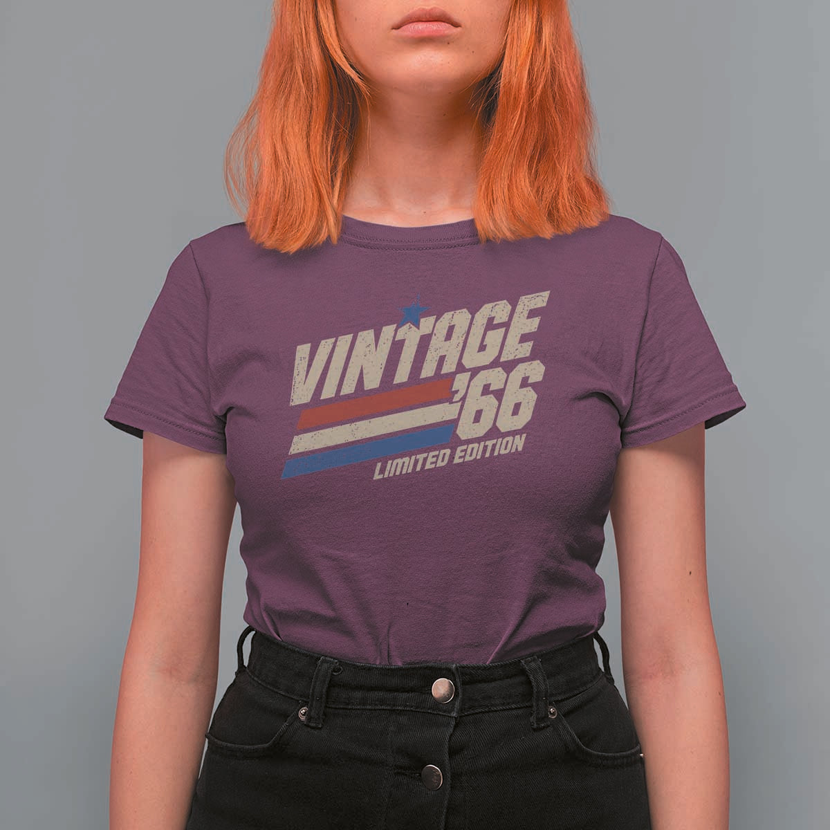 60th Birthday T Shirt For Women Vintage 1966 60 Years Old Birthday USA Stripes