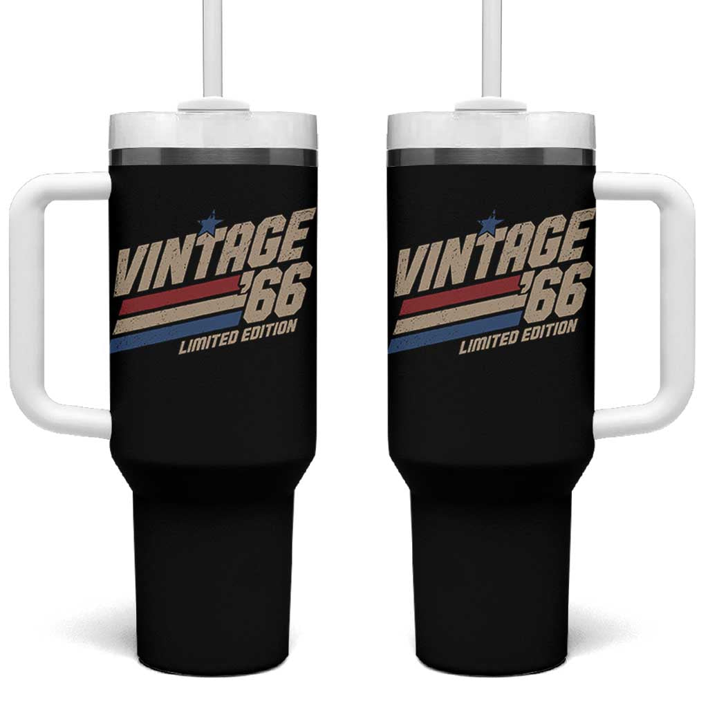 60th Birthday Tumbler With Handle Vintage 1966 60 Years Old Birthday USA Stripes