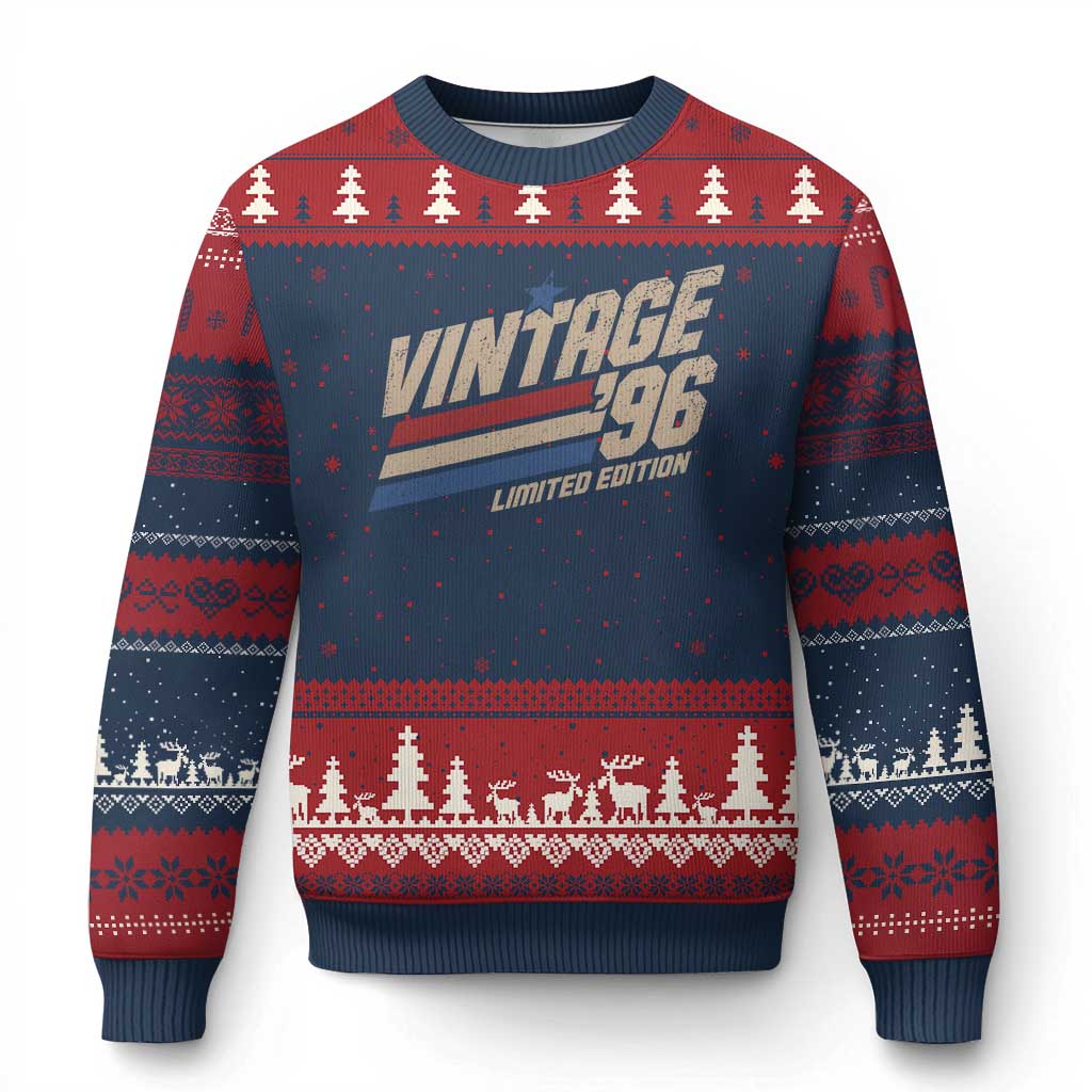 30th Birthday Ugly Christmas Sweater Vintage 1996 30 Years Old Birthday USA Stripes