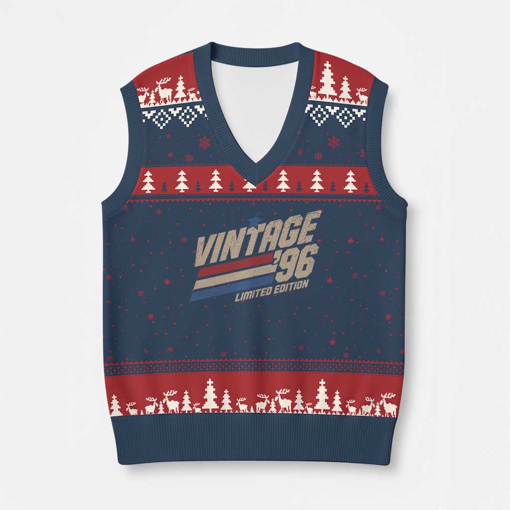 30th Birthday V-Neck Knit Sweater Vest Vintage 1996 30 Years Old Birthday USA Stripes