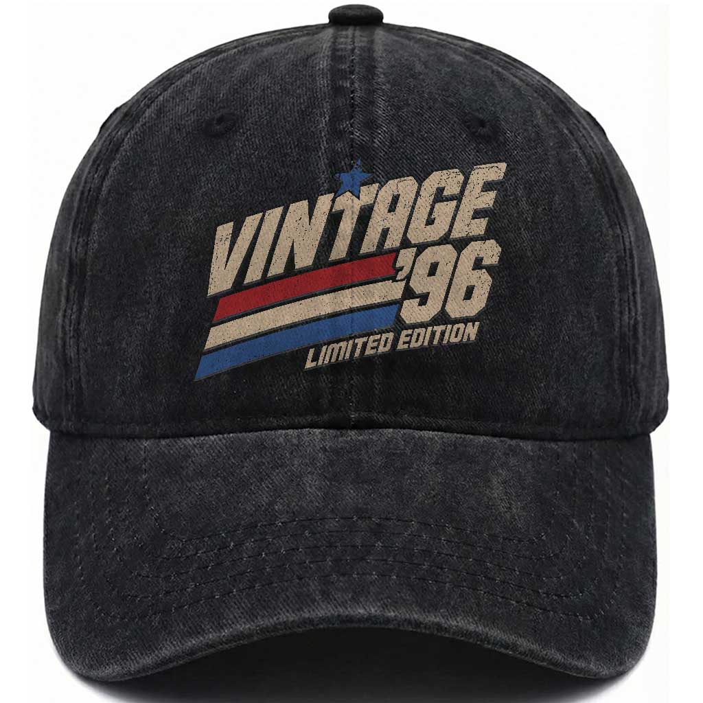 30th Birthday Washed Cotton Baseball Cap Vintage 1996 30 Years Old Birthday USA Stripes