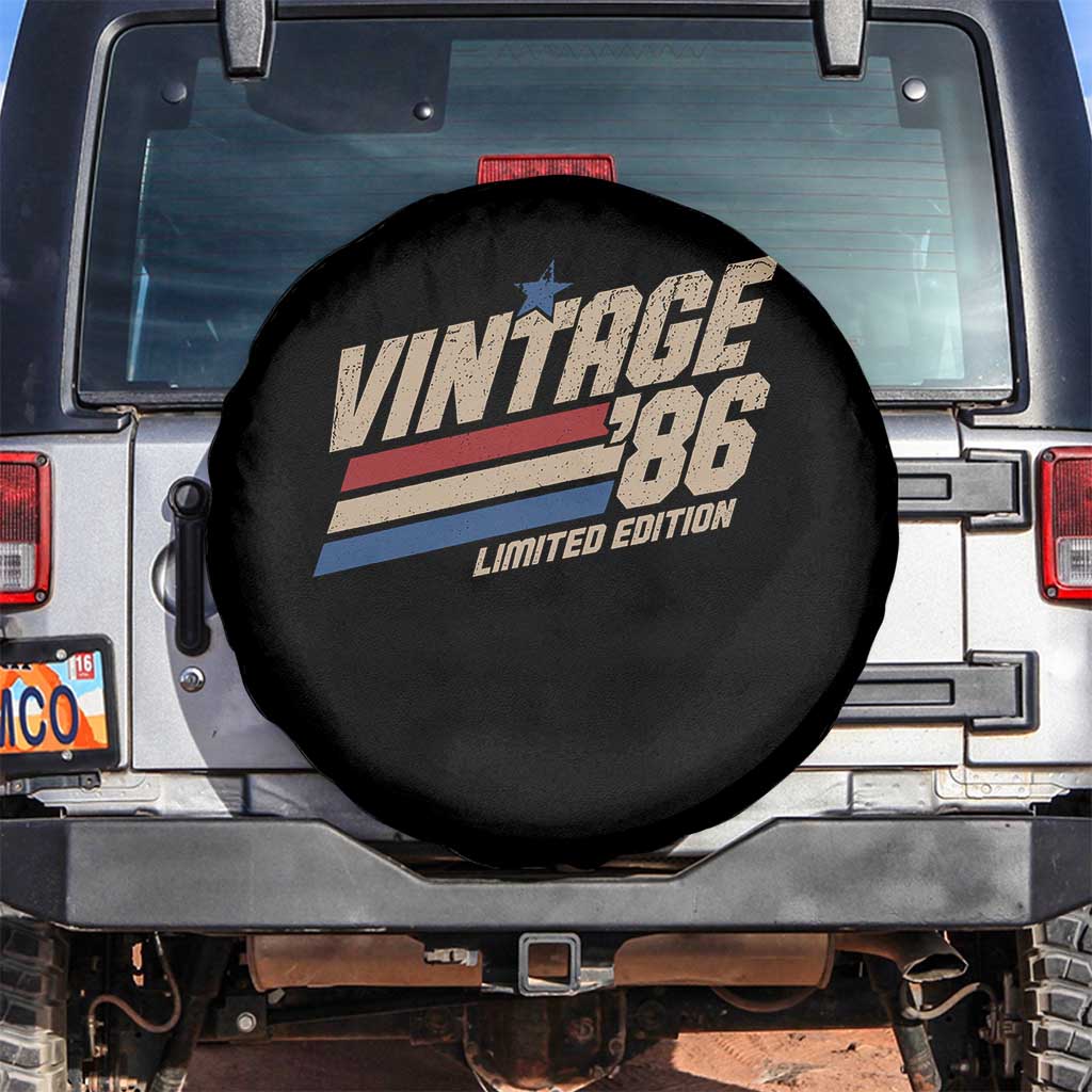 40th Birthday Spare Tire Cover Vintage 1986 40 Years Old Birthday USA Stripes