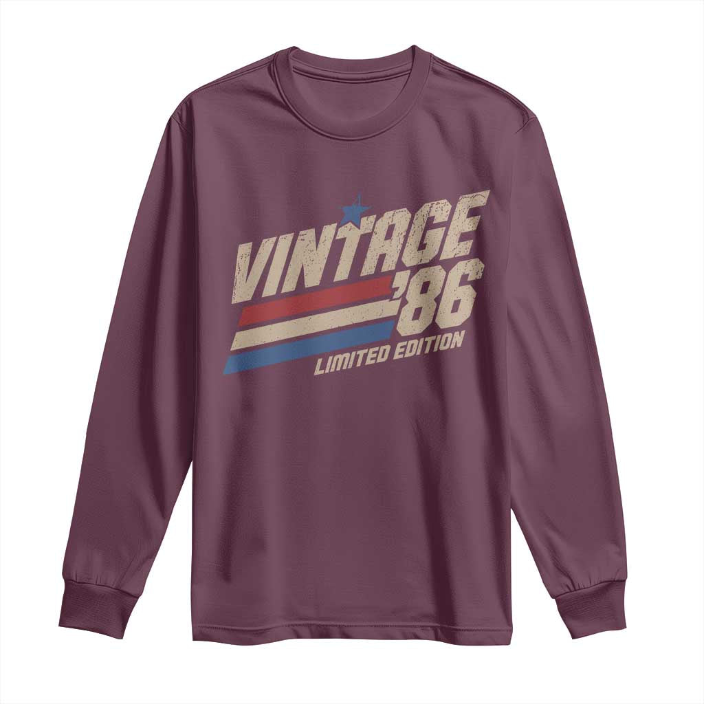 40th Birthday Long Sleeve Shirt Vintage 1986 40 Years Old Birthday USA Stripes