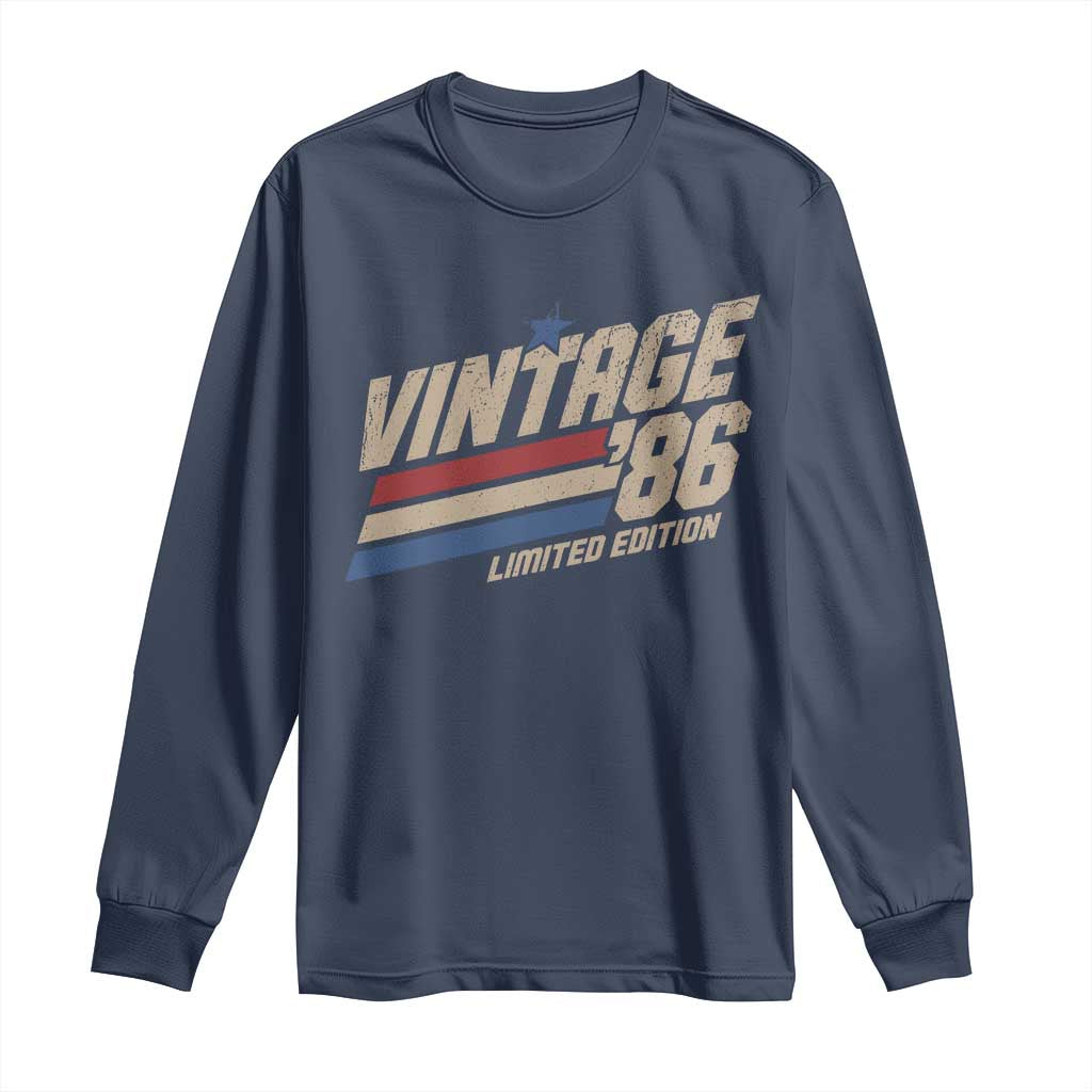 40th Birthday Long Sleeve Shirt Vintage 1986 40 Years Old Birthday USA Stripes