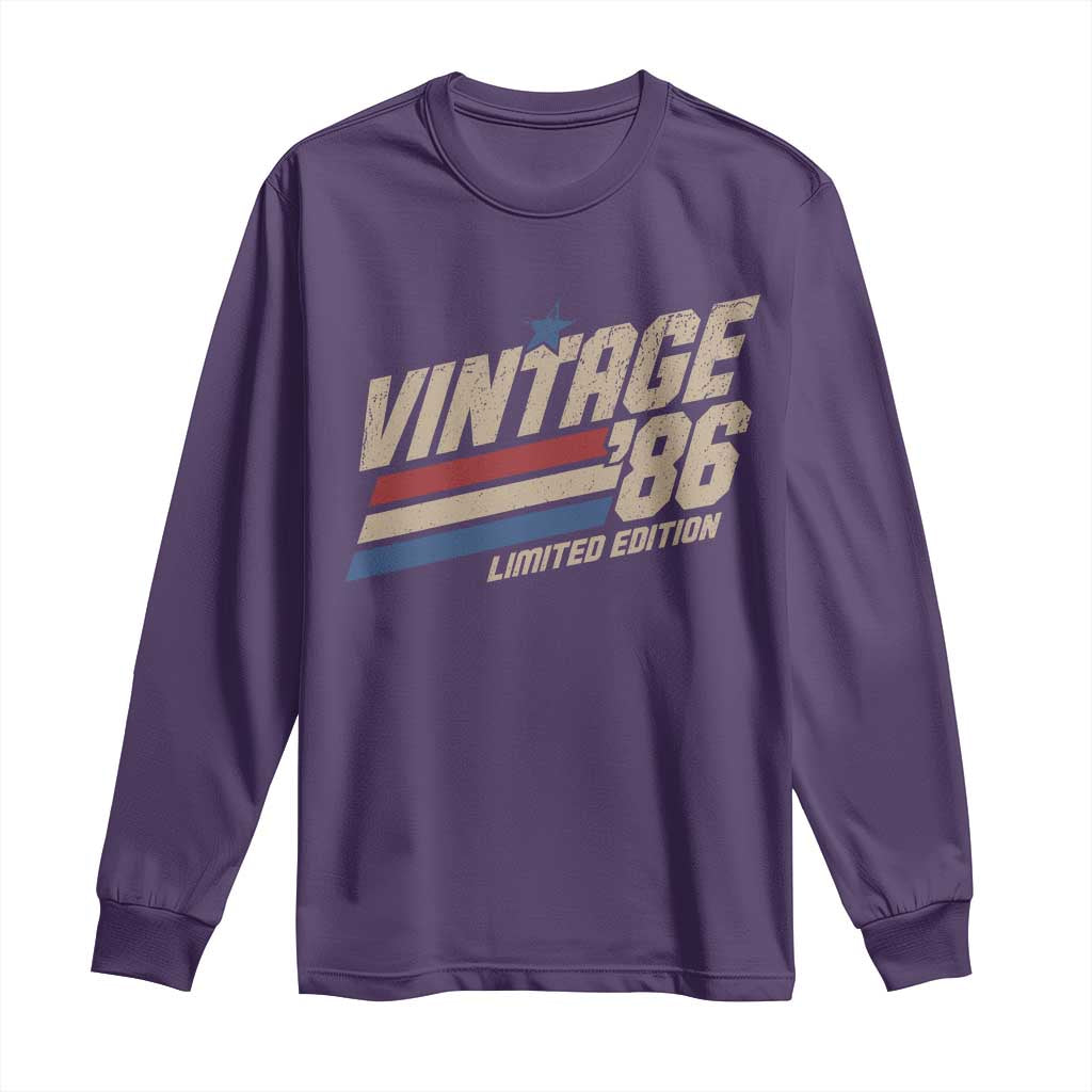 40th Birthday Long Sleeve Shirt Vintage 1986 40 Years Old Birthday USA Stripes