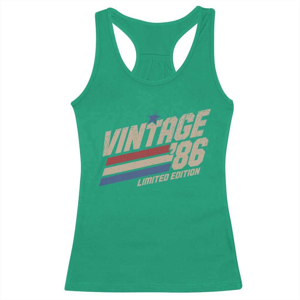 40th Birthday Racerback Tank Top Vintage 1986 40 Years Old Birthday USA Stripes