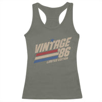 40th Birthday Racerback Tank Top Vintage 1986 40 Years Old Birthday USA Stripes
