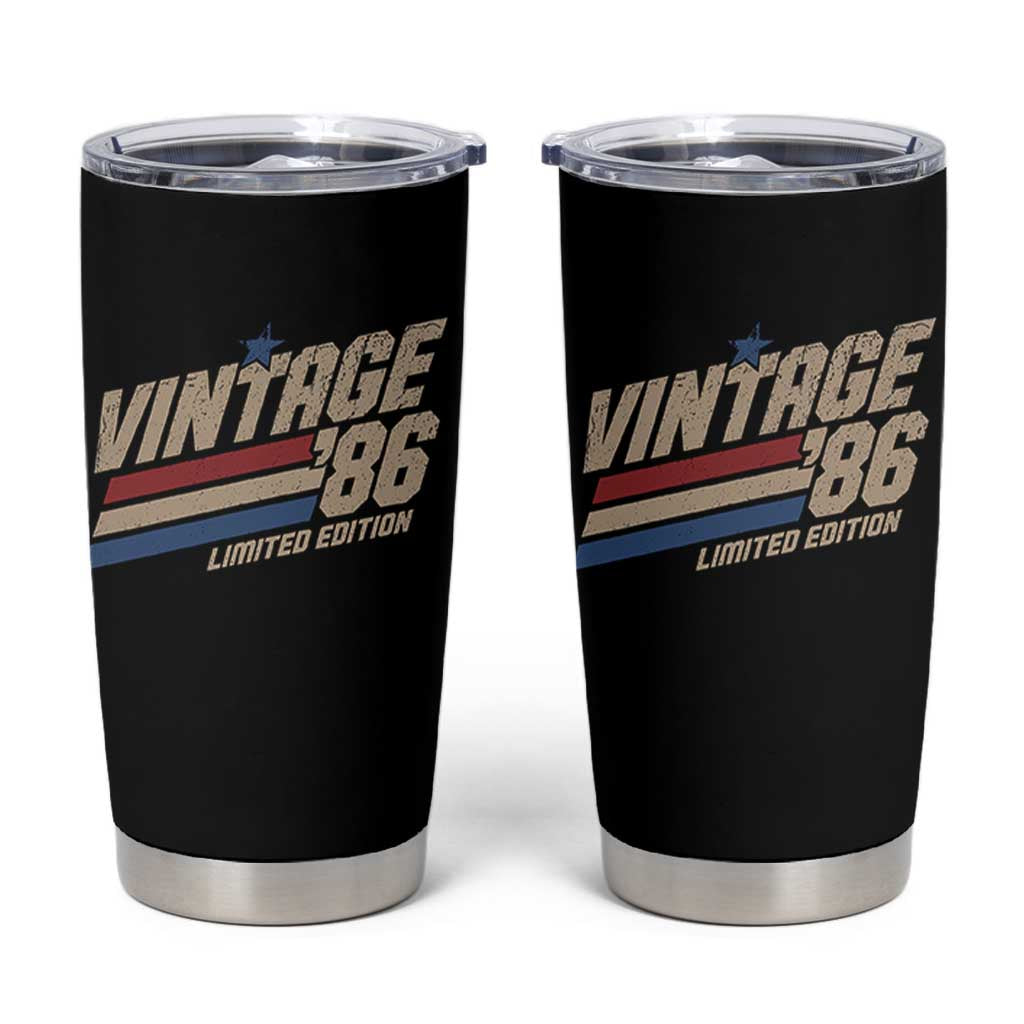 40th Birthday Tumbler Cup Vintage 1986 40 Years Old Birthday USA Stripes