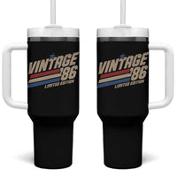 40th Birthday Tumbler With Handle Vintage 1986 40 Years Old Birthday USA Stripes