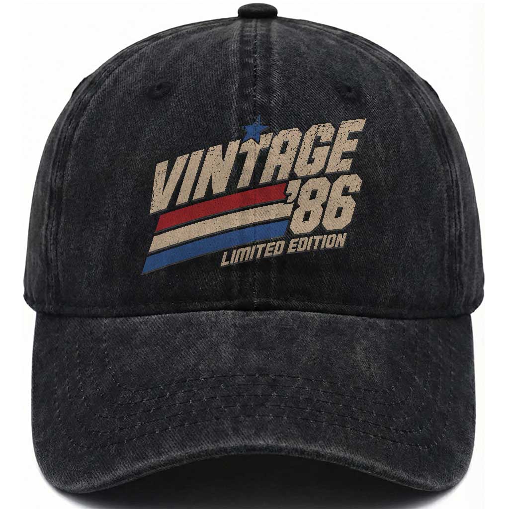 40th Birthday Washed Cotton Baseball Cap Vintage 1986 40 Years Old Birthday USA Stripes