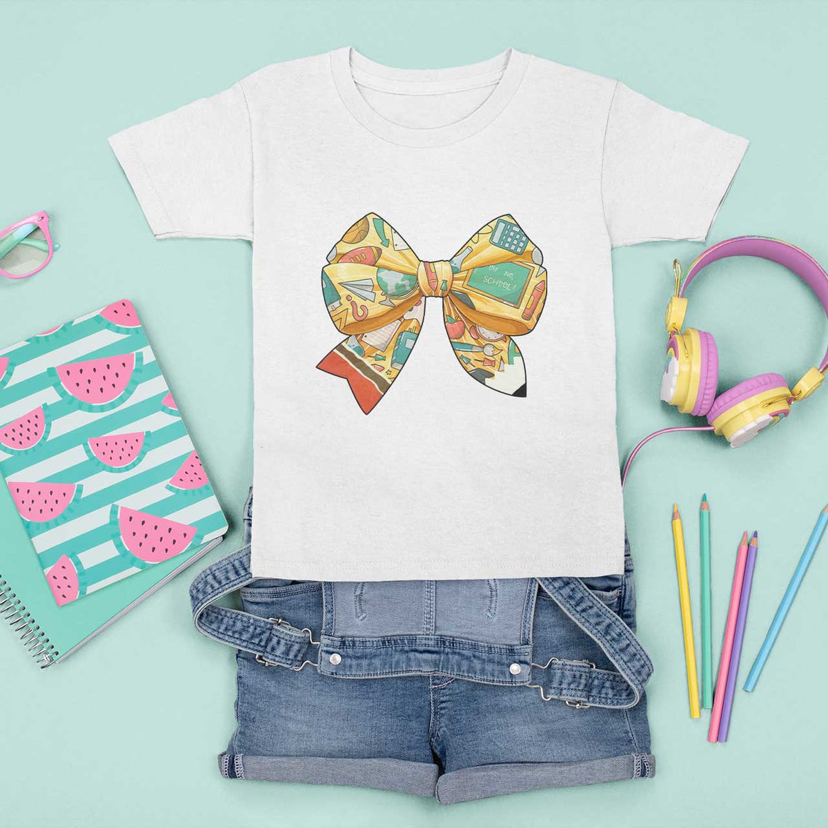 Funny Back To School T Shirt For Kid Cute Coquettes School Supplies Bow First Day - Wonder Print Shop