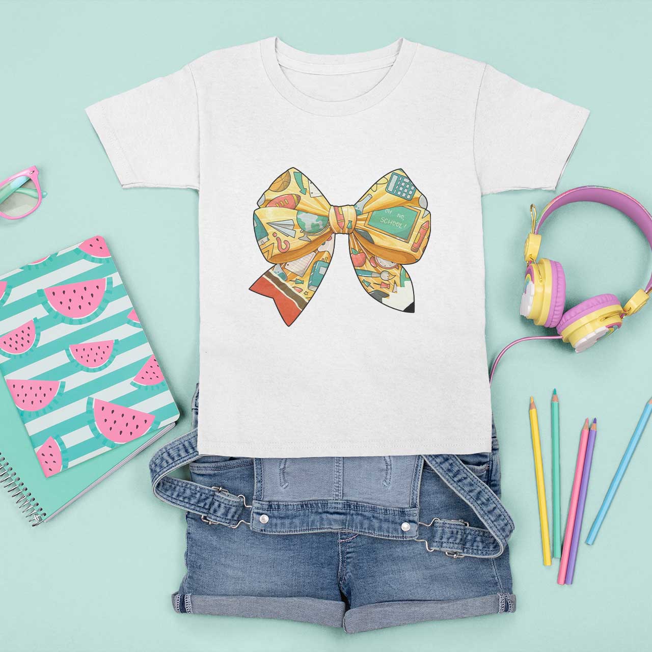 Funny Back To School T Shirt For Kid Cute Coquettes School Supplies Bow First Day - Wonder Print Shop
