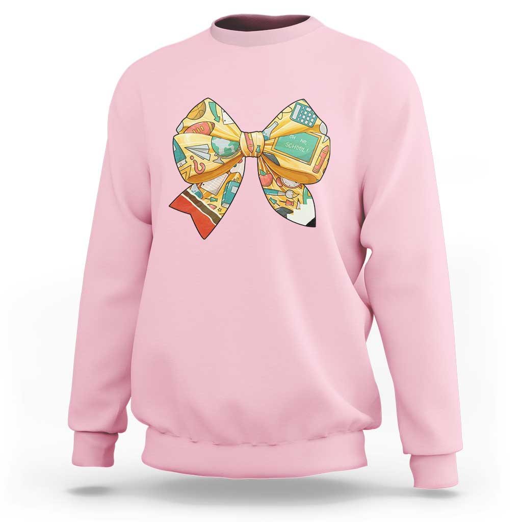 Funny Back To School Sweatshirt Cute Coquettes School Supplies Bow First Day - Wonder Print Shop