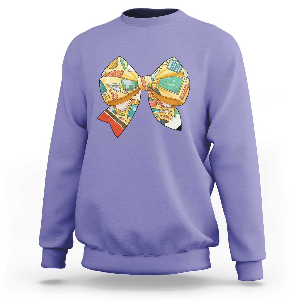 Funny Back To School Sweatshirt Cute Coquettes School Supplies Bow First Day - Wonder Print Shop
