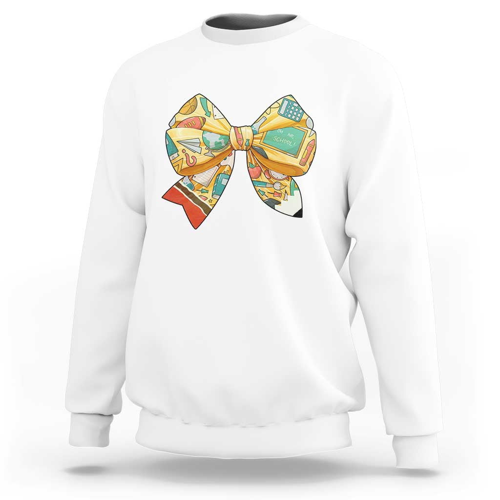 Funny Back To School Sweatshirt Cute Coquettes School Supplies Bow First Day - Wonder Print Shop
