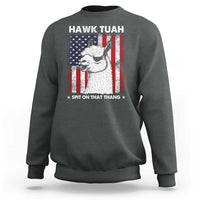 Funny Llama Sweatshirt Hawk Tuah Spit On That Thang American Flag - Wonder Print Shop