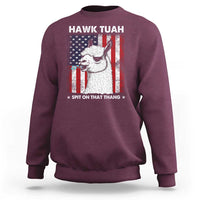 Funny Llama Sweatshirt Hawk Tuah Spit On That Thang American Flag - Wonder Print Shop