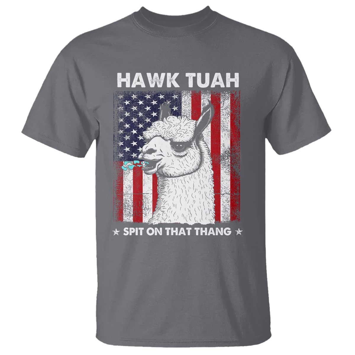 Funny Llama T Shirt Hawk Tuah Spit On That Thang American Flag - Wonder Print Shop