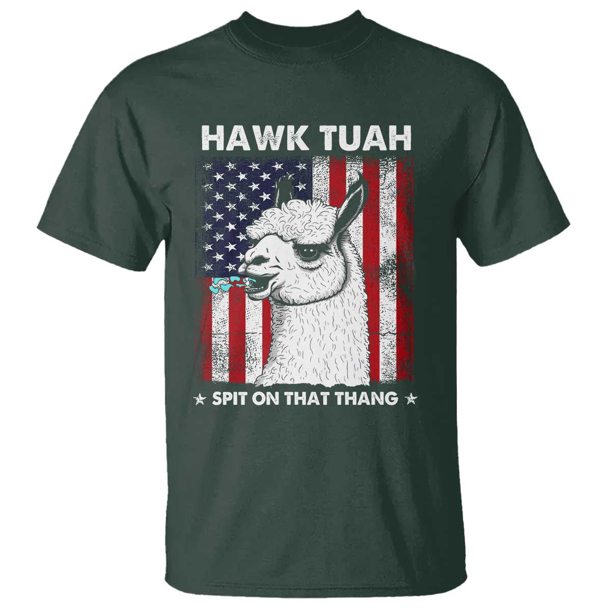 Funny Llama T Shirt Hawk Tuah Spit On That Thang American Flag - Wonder Print Shop