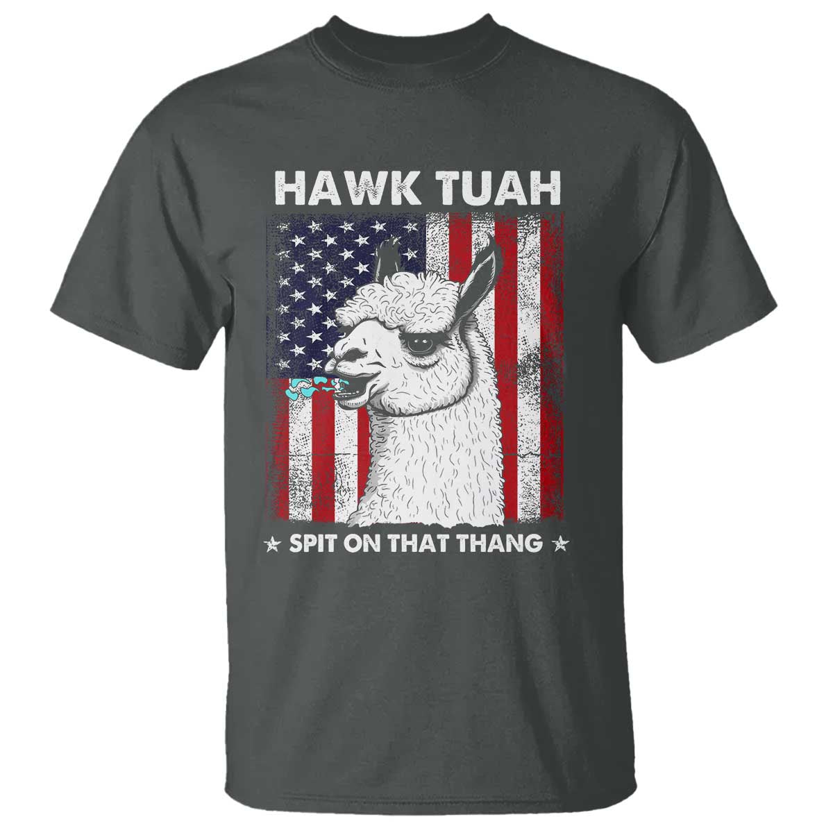 Funny Llama T Shirt Hawk Tuah Spit On That Thang American Flag - Wonder Print Shop