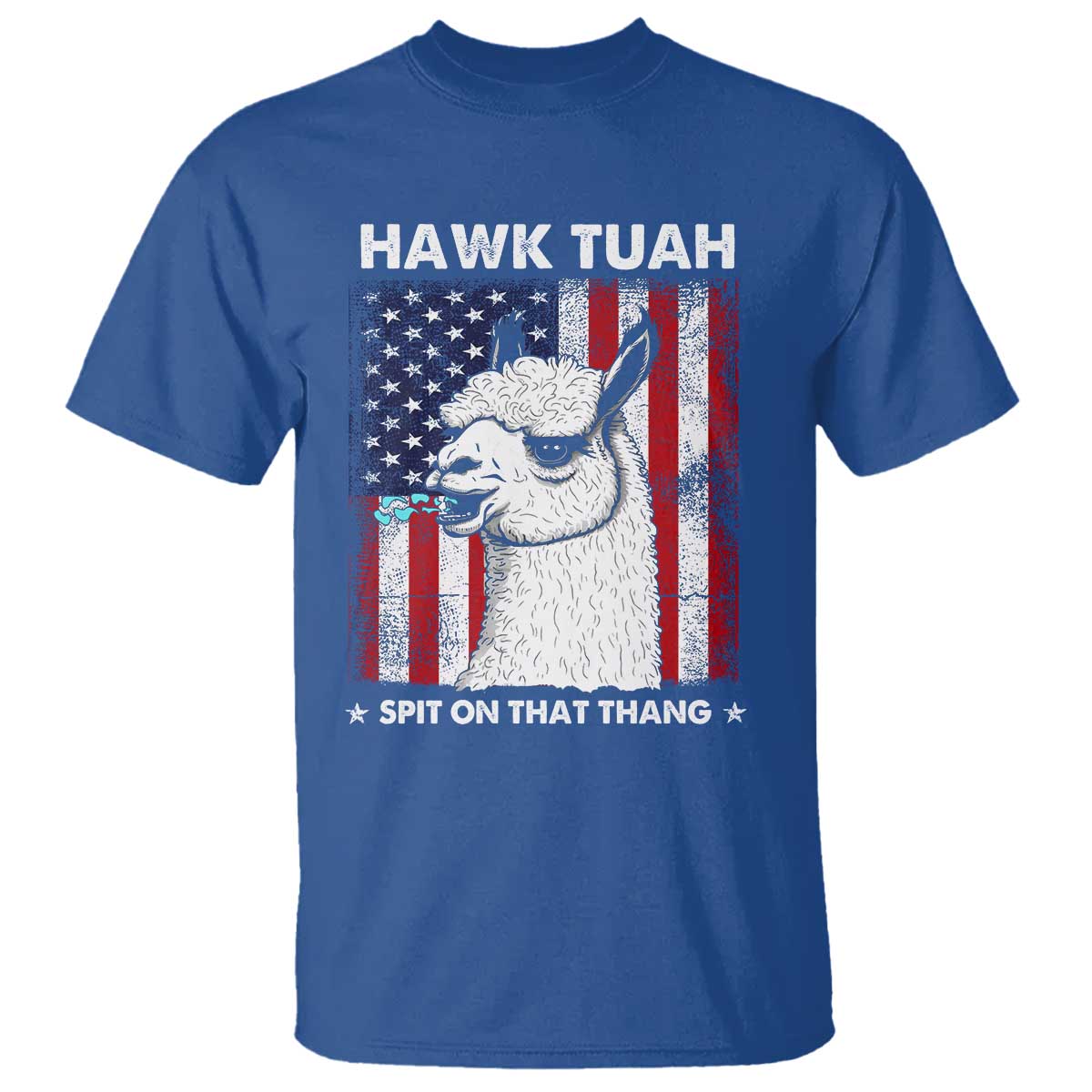Funny Llama T Shirt Hawk Tuah Spit On That Thang American Flag - Wonder Print Shop